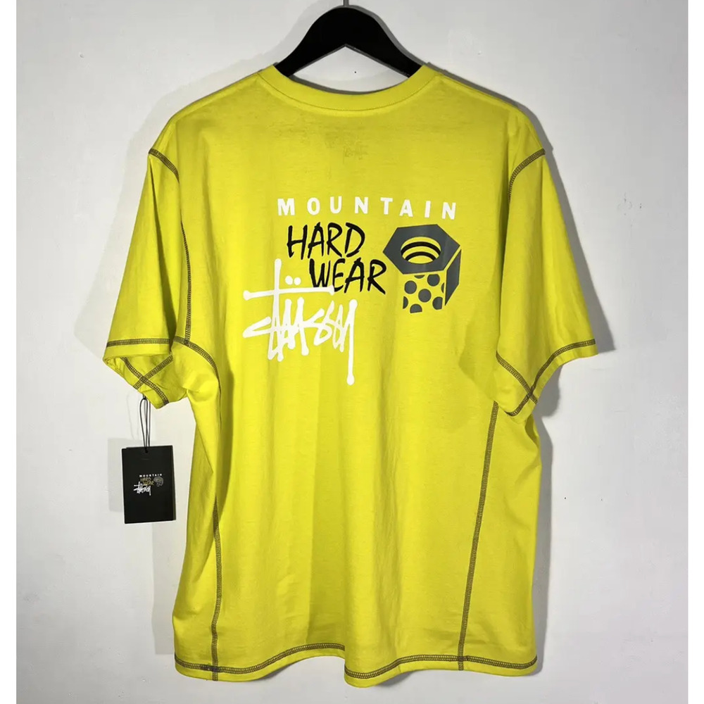 STÜSSY & MOUNTAIN HARDWEAR TEE - Lime Green size SMALL